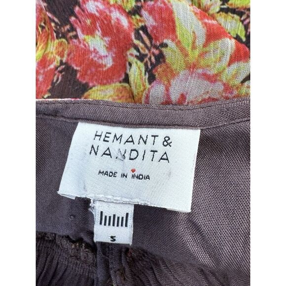 Hemant & Nandita Boho Floral Maxi Dress Peasant Sleeves Romantic S - Picture 11 of 12